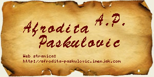 Afrodita Paskulović vizit kartica